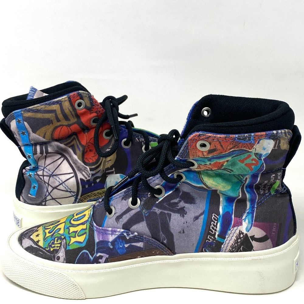 Converse Skid Grip Shoes High Top Men's Black Blue Yellow White Canvas